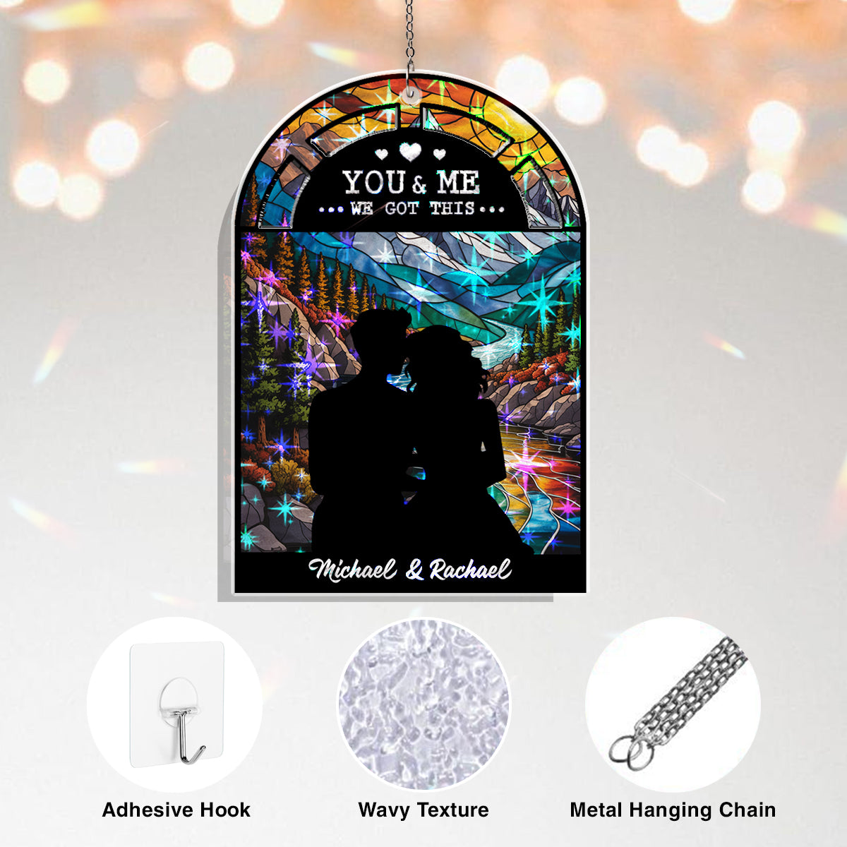 You &amp; Me We Got This Suncatcher – Personalized Couple Window Hanging Gift
