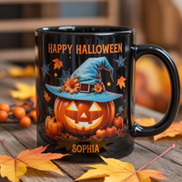 Personalized Happy Halloween Halloween Coffee Mug, Pumpkin Witch Gift For Her Women - Halloween Pumpkin Mug, Halloween Party Decor
