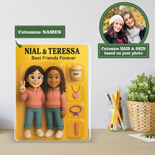 Custom Photo Bestie Acrylic Block Plaque - Custom Sisters Matching Figure Sign Plaque - Personalized Acrylic Block for Bestie Gifts - Christmas Gift for Friend Friendship Sisters Gifts