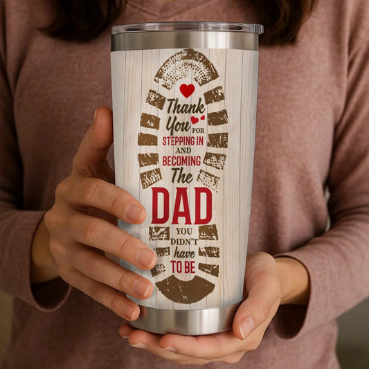Personalized To My Step Dad 20oz Tumbler - Customized Father's Day Gifts From Son - Stepped Up Dad Mug - Birthday Gift for Stepfather Christmas