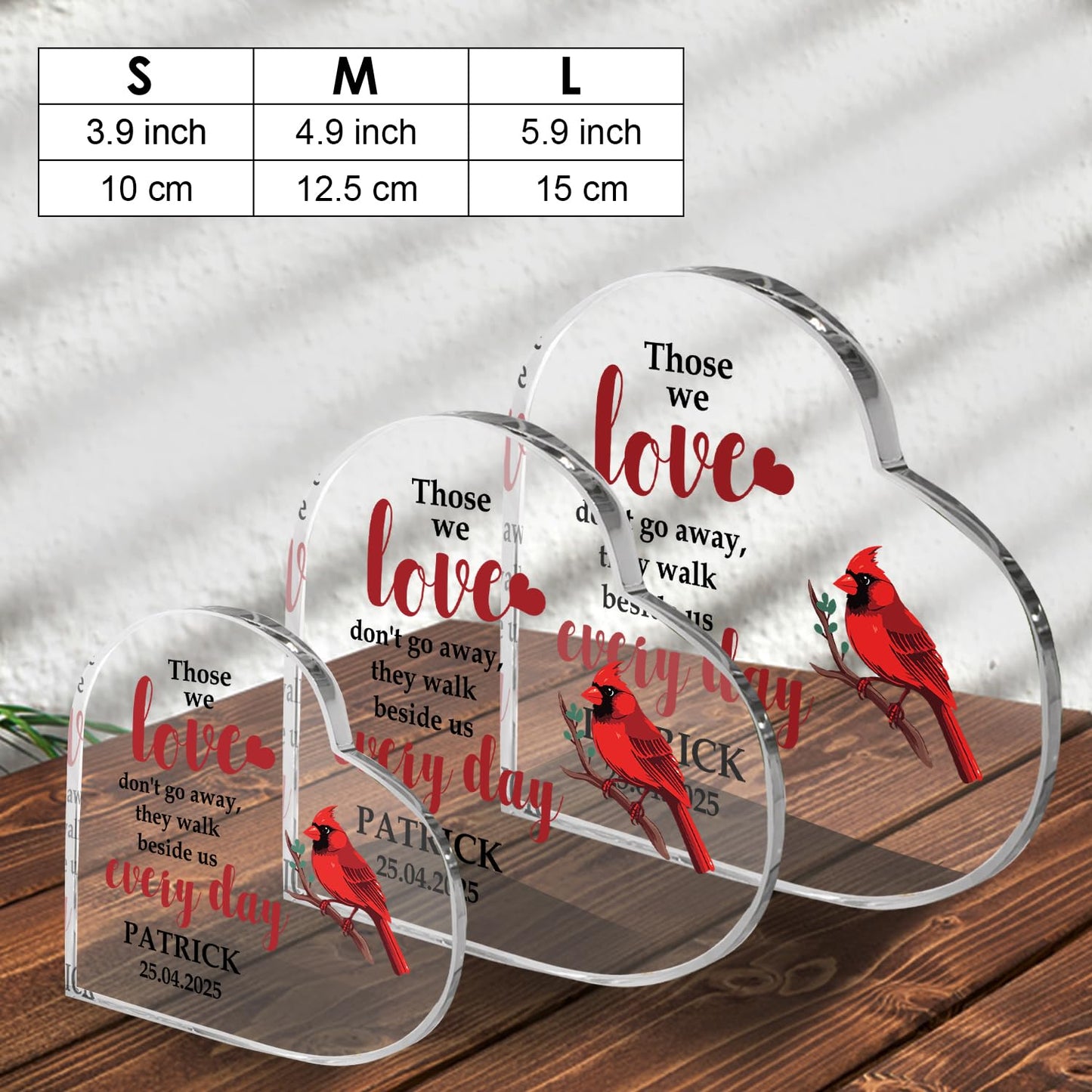 Those We Love Don't Go Away Memorial Acrylic Block Plaque - Personalized Memorial Heart for Loss of Loved One - Remembrance Bereavement Sympathy Gift Decor Condolence Sign