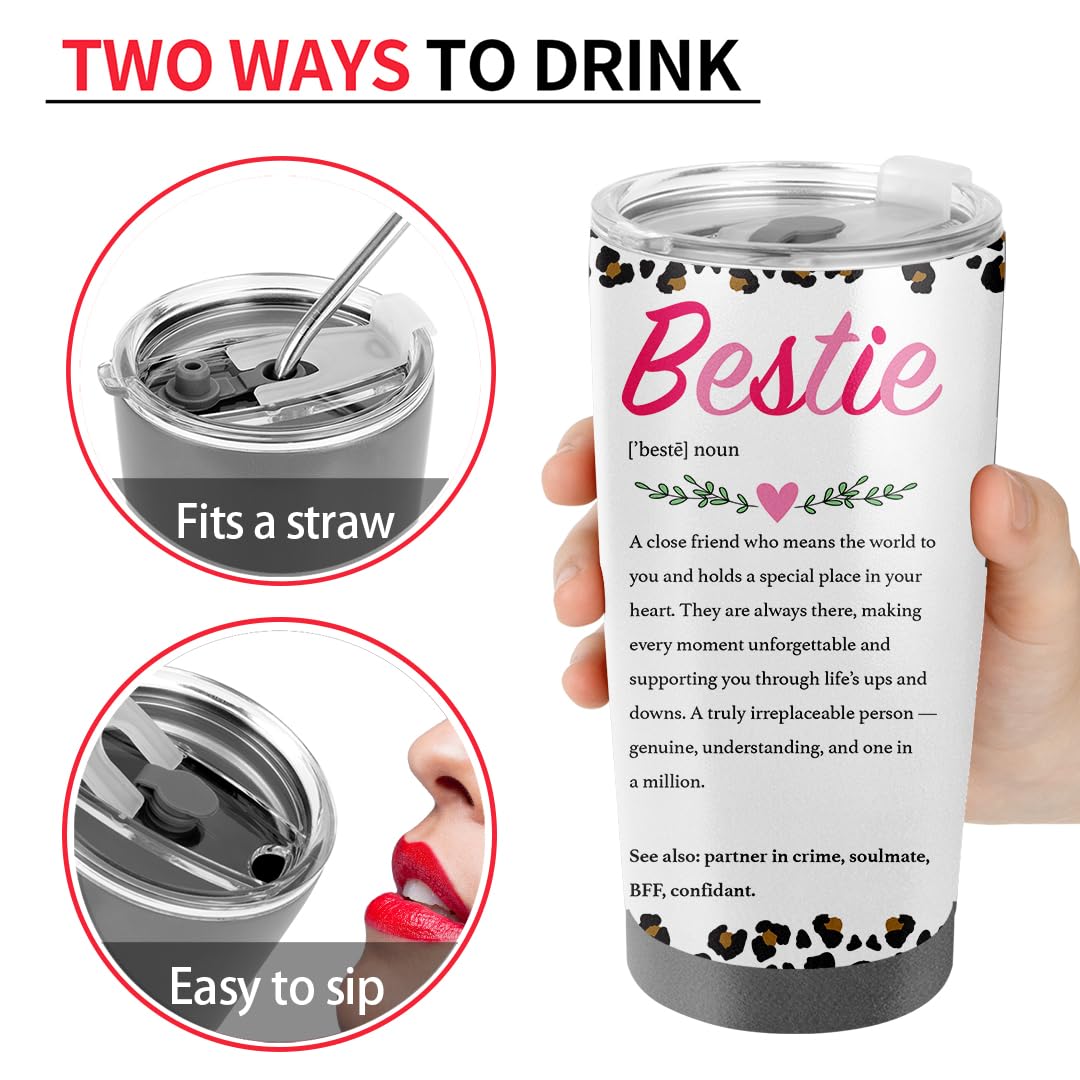 Bestie Definition Gifts for Women Best Friend 20oz Tumbler - Best Friend Birthday Gifts for Besties - Friendships Gift for Female Tumbler Travel Coffee Cup