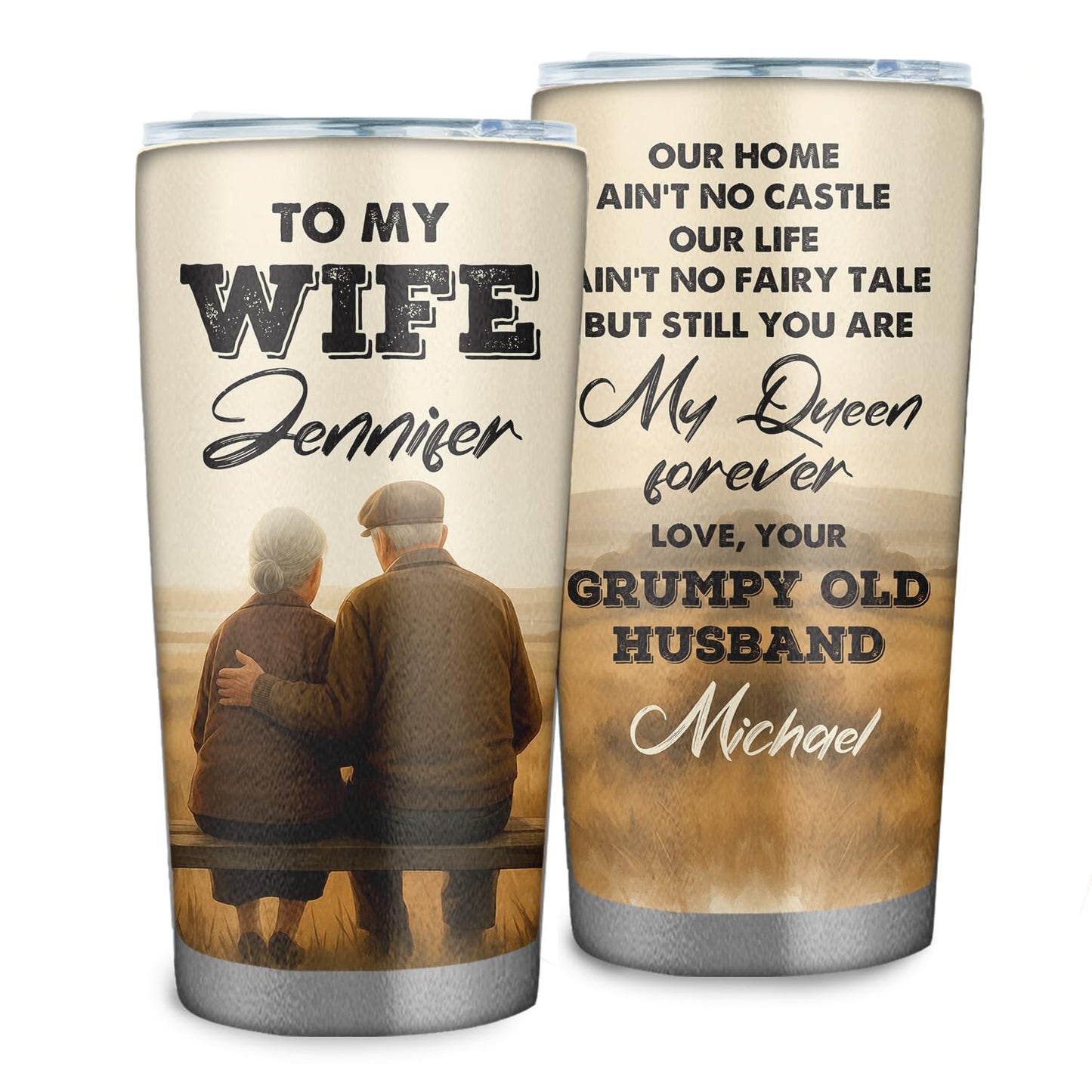 Personalized To My Wife 20 oz Tumbler - Tumbler for Women with Name - Christmas Gifts for Wife Anniversary Birthday Gift For Her - Valentines day gifts