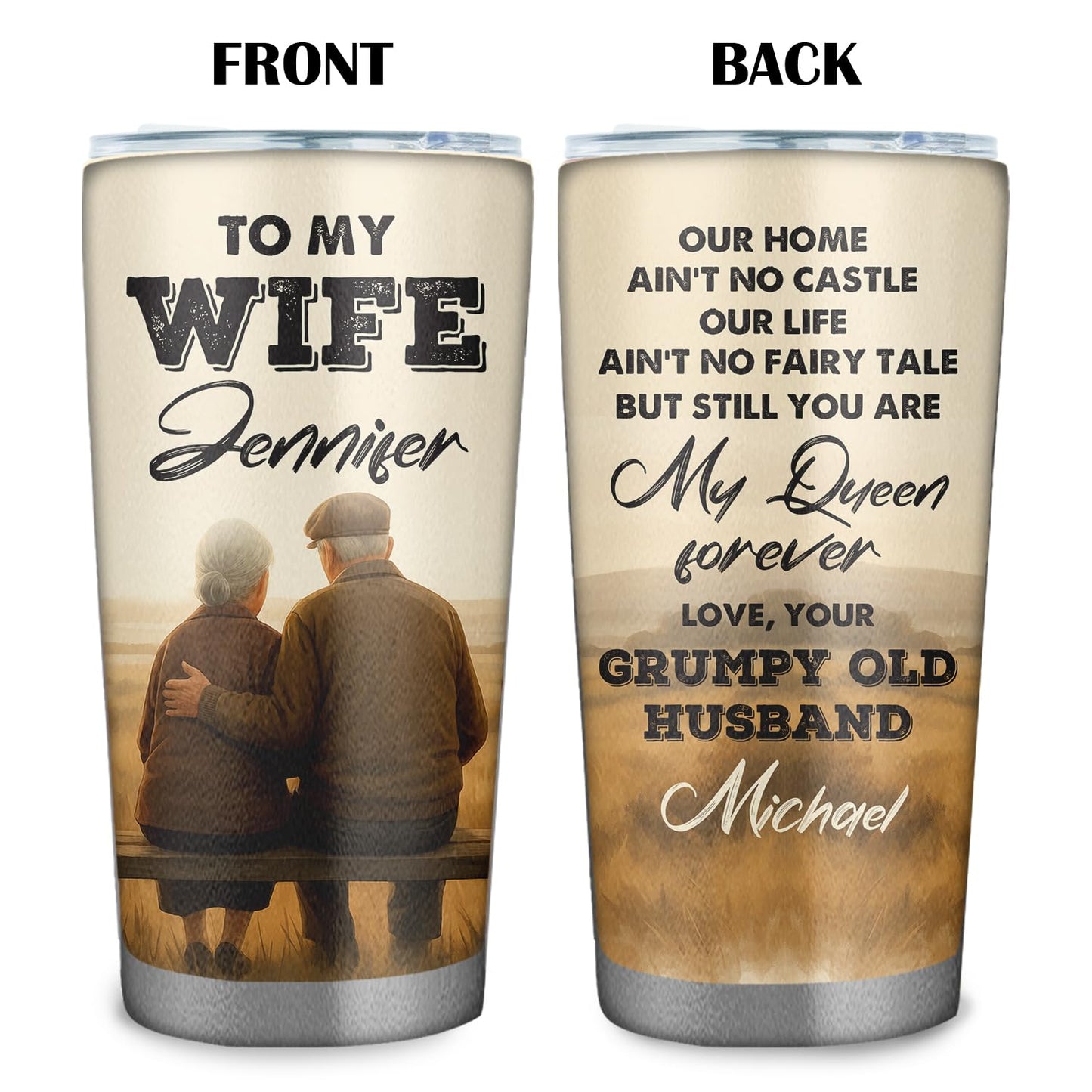 Personalized To My Wife 20 oz Tumbler - Tumbler for Women with Name - Christmas Gifts for Wife Anniversary Birthday Gift For Her - Valentines day gifts