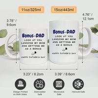 Father's Day Coffee Mug for Step Dad, Funny Stepdad Gift, White Ceramic Cup with Heartwarming Message