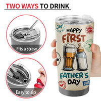 Happy 1st Fathers Day 20oz Tumbler - New Dad Gift - First Fathers Day Best Gifts From Baby Bump Wife - First Time Dad Insulated Stainless Steel Mug