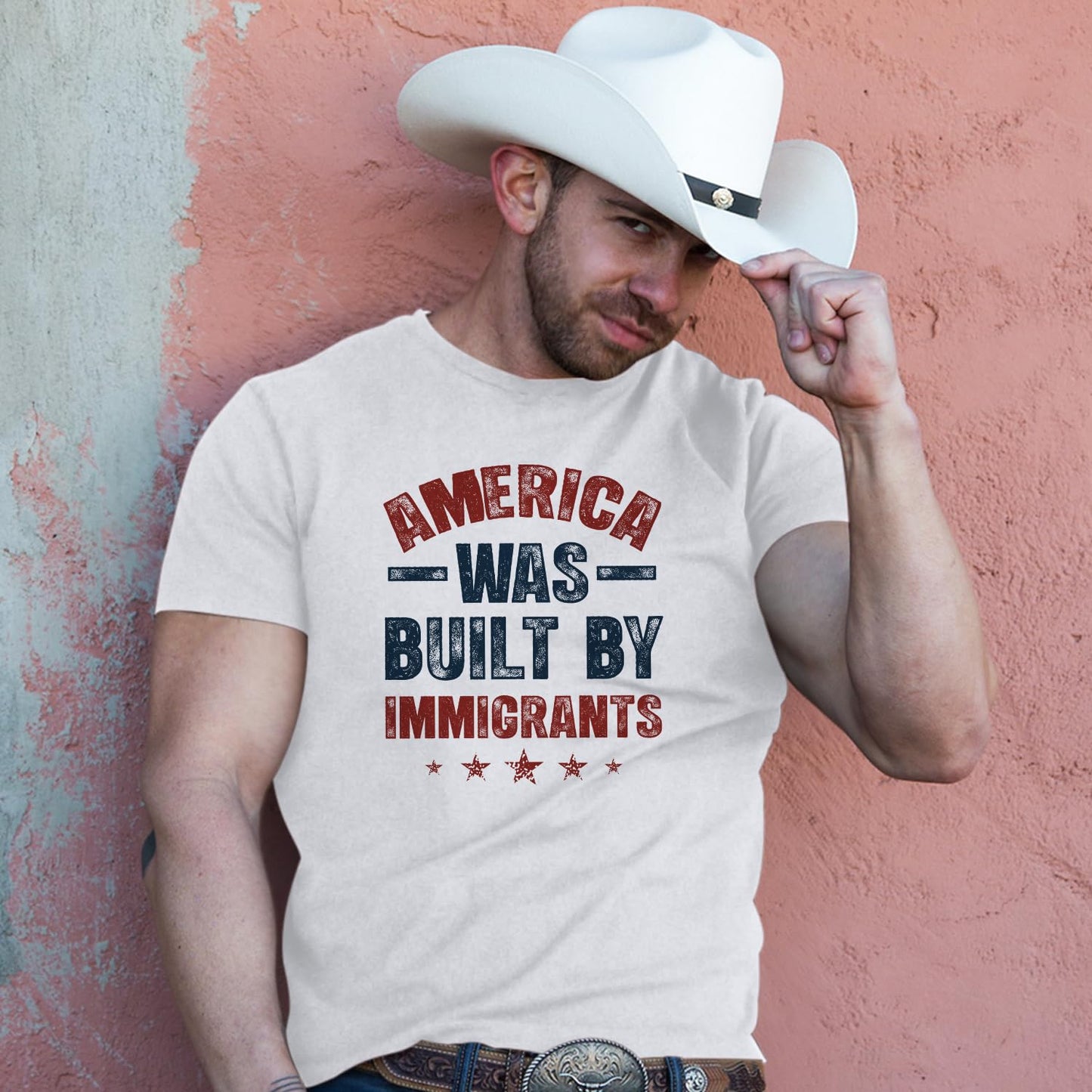 America was Built by Immigrants Bright T-Shirt - Support Immigrants - No Kings Tee Shirt - Social Justice Human Rights Shirt