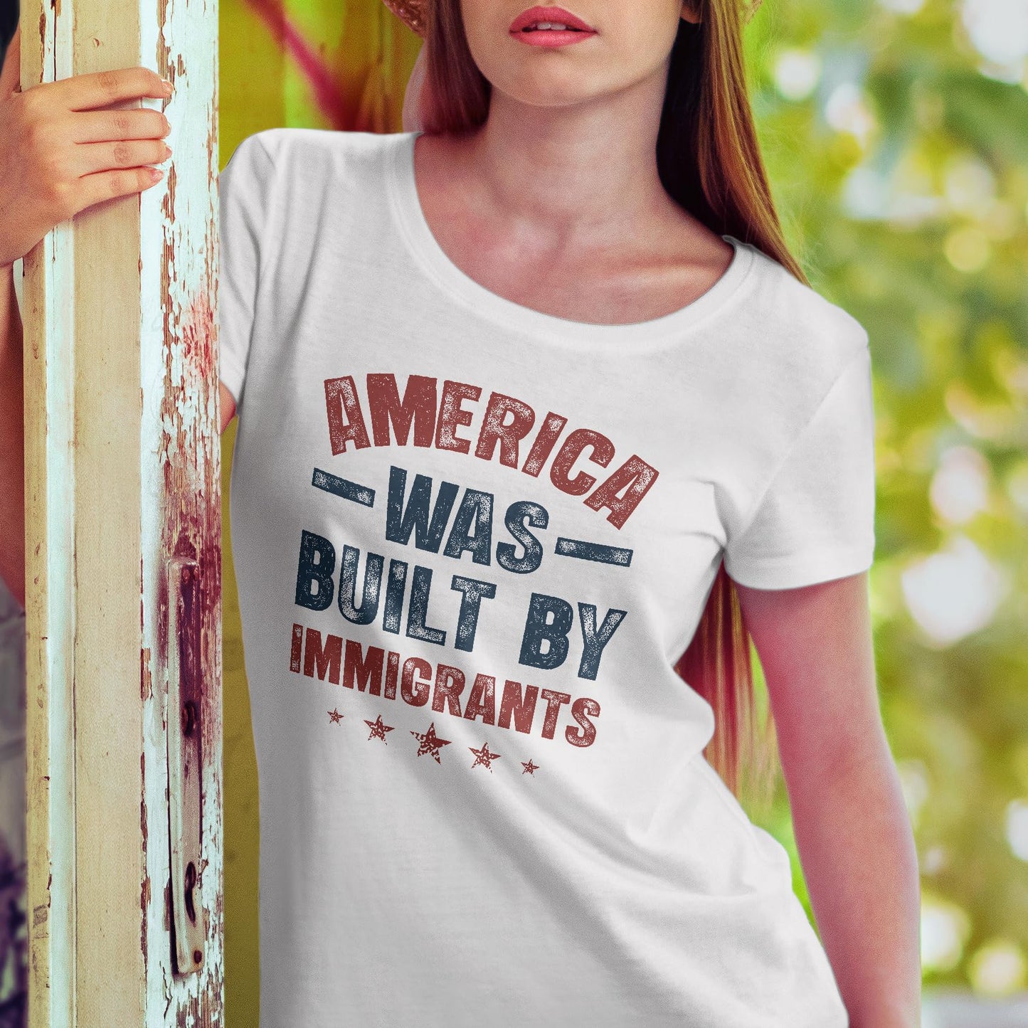 America was Built by Immigrants Bright T-Shirt - Support Immigrants - No Kings Tee Shirt - Social Justice Human Rights Shirt